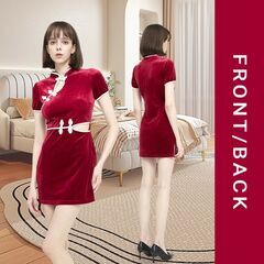 【新品・未使用】Choni Choice チャイナドレス チャイナ服 コスプレ ベルベット 胸元あき スリット 誘惑 ハロウィン 仮装 ボディコン パーティー クラブの画像