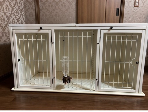 犬用ケージ　トイレルーム付おやすみケージLL　オールホワイト