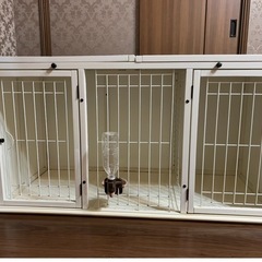 犬用ケージ　トイレルーム付おやすみケージLL　オールホワイトの画像