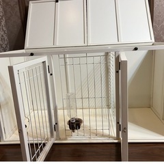 犬用ケージ　トイレルーム付おやすみケージLL　オールホワイトの画像