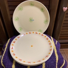陶器製　柄違いの大皿5枚セット の画像