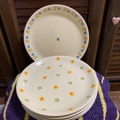 陶器製　柄違いの大皿5枚セット 