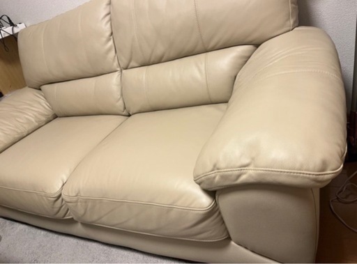 【美品/解体から】2人用本革ソファ