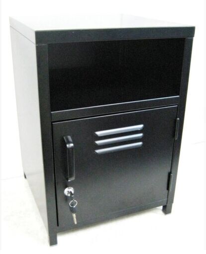 ロッカーキャビネット　鍵付き　サイドチェスト　サイドボード　整理棚　収納　　スチールロッカー　ブラック　収納ラック　メタルロッカー