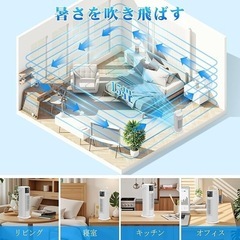 タワーファン 扇風機【1台4役・冷風扇・加湿・冷却・空気清浄】冷風機 羽根なしの画像