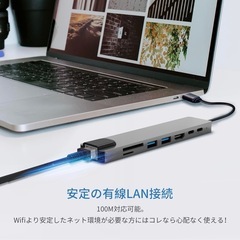 USB C ハブ 8in1 Type C ハブ【 4K HDMIポート LAN USB ハブ 高速データ転送の画像