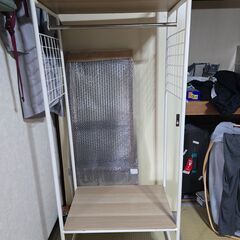 ハンガーラック付きシンプルな棚（幅60×奥行38×高さ約150c...