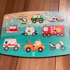 【美品】Hape　木製パズル　乗り物