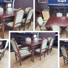 E14 オールド カリモク ダイニング 7点セット モスグリーン