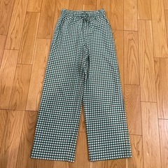 GU チェック グリーン パンツ ワイド M 美品