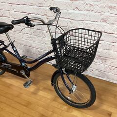 【大人用】整備済中古自転車 丸石 20型ココッティ 子供乗せ対応・たくさん荷物が積める 紺色  <自転車のオオムラ 静岡店>の画像
