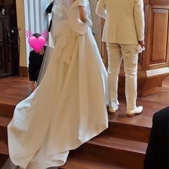 【結婚式使用・美品】ロングベール＆サテン手袋セット（パールホワイト）
