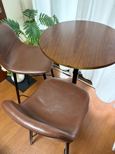 丸カウンターテーブル&チェア2脚セット