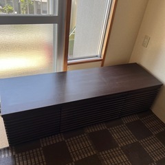 テレビ台　テレビローボード　木目　ダークブラウン　148cm
