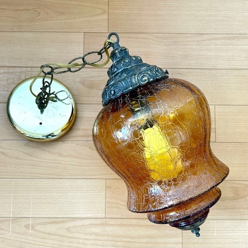 ヴィンテージ　アンバーグラスランプ