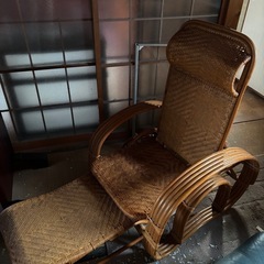 【無料】ラタン素材リクライニングチェアあげますの画像