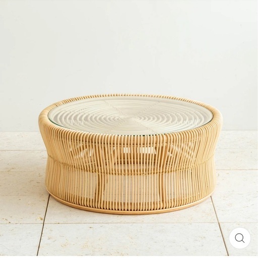 kanademono Natural × Glass　透明感のある ラタンローテーブル