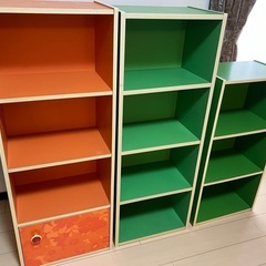 昭和レトロ　カラーボックス4段×2と3段×1の画像