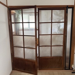 昭和レトロ　ガラス引き戸　3枚セット　DIYに