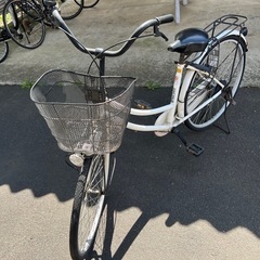 自転車　鍵なし　学生　白　の画像