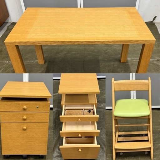学習机セット（カリモク家具/イス 机袖 コンセント付）