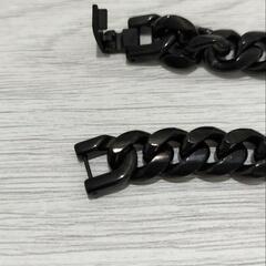 喜平チェーン 幅10mm ブラック チェーンデザイン ブレスレットの画像