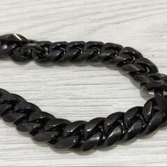 喜平チェーン 幅10mm ブラック チェーンデザイン ブレスレットの画像
