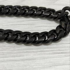 喜平チェーン 幅10mm ブラック チェーンデザイン ブレスレットの画像