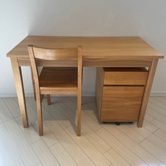 【無印良品】デスク チェア　セット(オーク材 幅１１0×奥行５５)