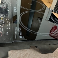 【美品】山善　脚付き2口IHコンロ　YES-WL1456-B　動作良好　ブラック　黒　IH調理器　YAMAZEN　取扱説明書付きの画像