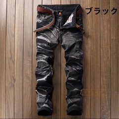 新品 ジーンズ メンズ デニムパンツ 細身 アメカジ お兄系 カ...