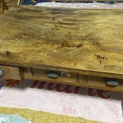 昭和レトロ　一枚板座卓　引き出し付き