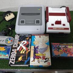 美白ファミコン、美グレイなスーパーファミコン、箱説ソフト4本　キ...