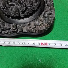 中国キユウ州？の天然硯、宮廷風、素晴らしぃ龍とアヒルの彫刻割れと欠けの補修跡ありの画像