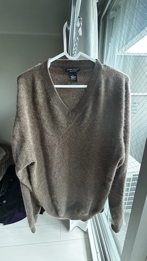 Daniel Bishop カシミヤ ニット Vネック セーター ブラウン (メンズ XL)