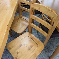 ジモティー見た！で5%OFF【4人掛けダイニングセット】テーブルセット ベンチ付き イス2脚付き:ナチュラルの画像