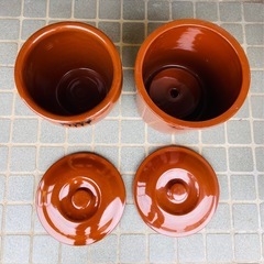 【美品】漬物用の瓶 陶器 2個セット
の画像