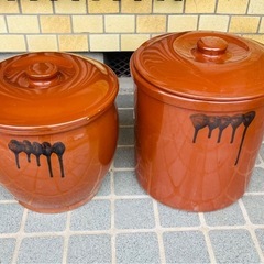【美品】漬物用の瓶 陶器 2個セット
の画像