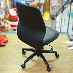 ①NITORI ワークチェア ウィング 幅64×奥行64×高さ88～96cm 黒 レザー調 オフィスチェア OAチェア ブラック ニトリ 札幌市 清田区 平岡の画像