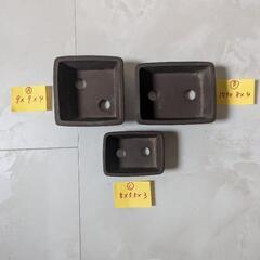 【落款　蟹マークあり】盆栽鉢　ミニ盆栽　3個セットの画像