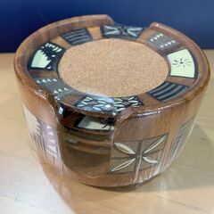 ◆ハンドメイド◆天然木茶托／コースター◇収納付4客セット木製コースター