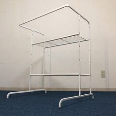 IKEA シェルフユニット RASSLIG ハンガーレール付きホワイト美品 イケア収納棚ラッスリグ　衣類掛け・押し入れ/クローゼット収納の画像