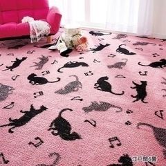黒猫柄 ピンク カーペット 江戸間4.5畳