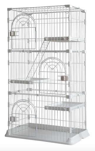 猫ケージ キャットケージ 高さ132cm* 幅75*奥行50 猫 ケージ 3段 大型 ペットケージ 脱走防止 留守番 1段 2段 組み替え自由 お掃除らくらく (ホワイト, 3段)元値13000