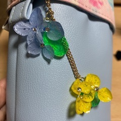 紫陽花のストラップ　ハンドメイド