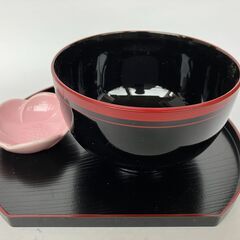 山中漆器　「どっしり椀」　「多用銘々盆」　「小皿」　「箸」　各５客セット　計20点の画像