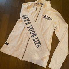 新品未使用リアルマスターズライダースリブトレーナーカットソーチェーンステッチ刺繍タイトスリムスウェットzipロンTの画像