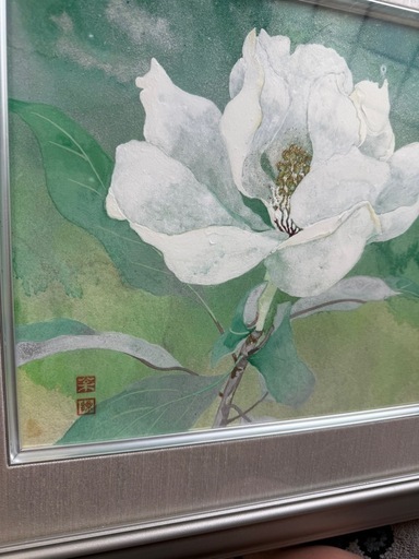絵画 オンライン 白い花の水彩画 額装済み