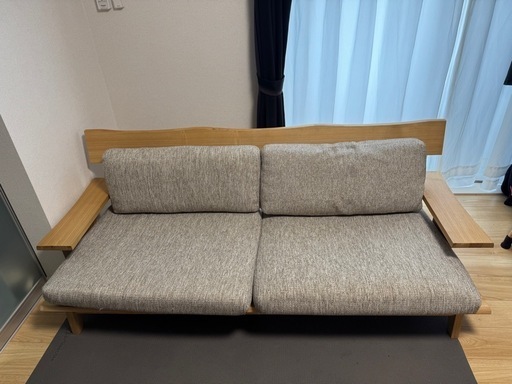 ニトリ アカツキ 北欧風天然木ナチュラルベージュファブリックソファ