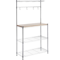 【美品】Amazonベーシック 3段キッチン収納ラック 木製調理台付き